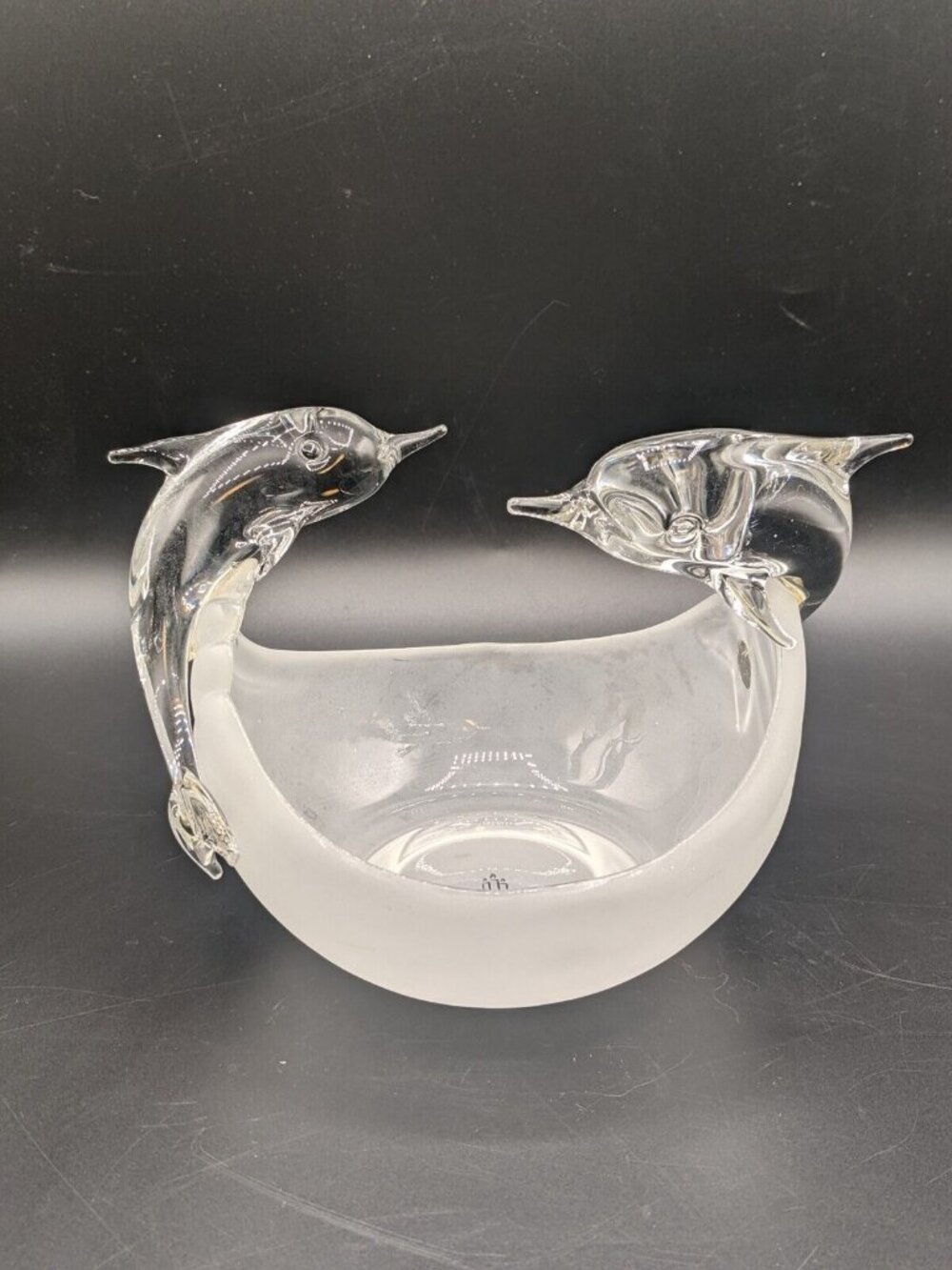 Glass Dolphins Votive Tealight Clear Frosted Candle Holder Dish PartyLite - Picture 1 of 7